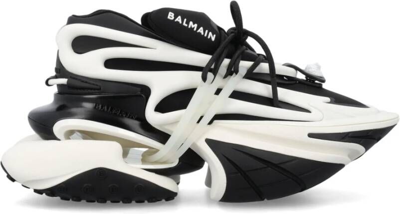 Balmain Baskets basses Unicorn en néoprène et cuir Zwart Dames