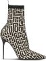 Balmain Bicolor stretch knit Skye enkellaarzen met monogram Black Dames - Thumbnail 1