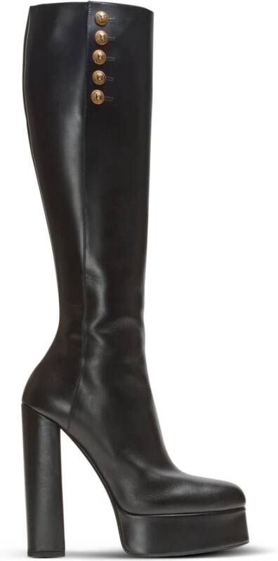 Balmain Bottes Brune en cuir Zwart Dames