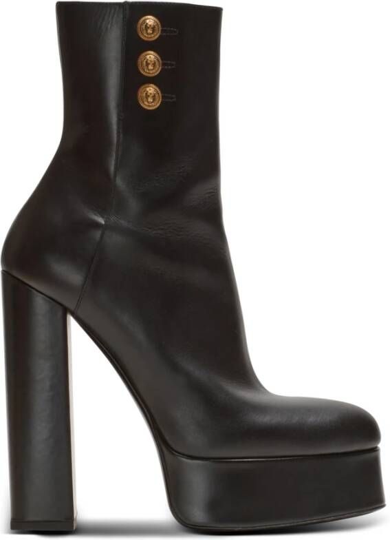 Balmain Bottines Brune en cuir Zwart Dames