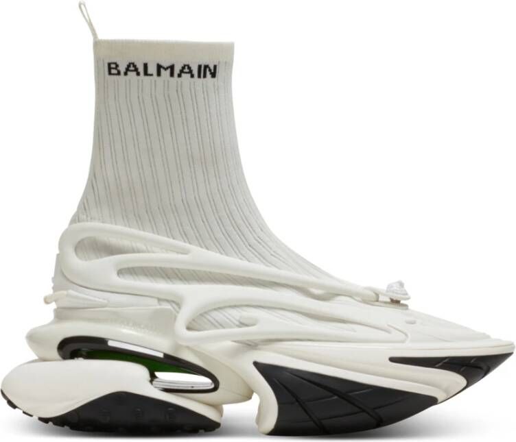 Balmain Witte Sneakers met Multi-Materiaal Bovenwerk White Heren