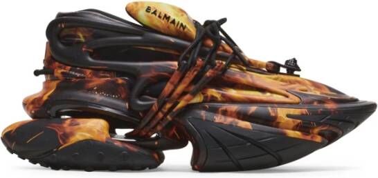 Balmain Unicorn trainers in Fire print neoprene and leather Oranje Heren