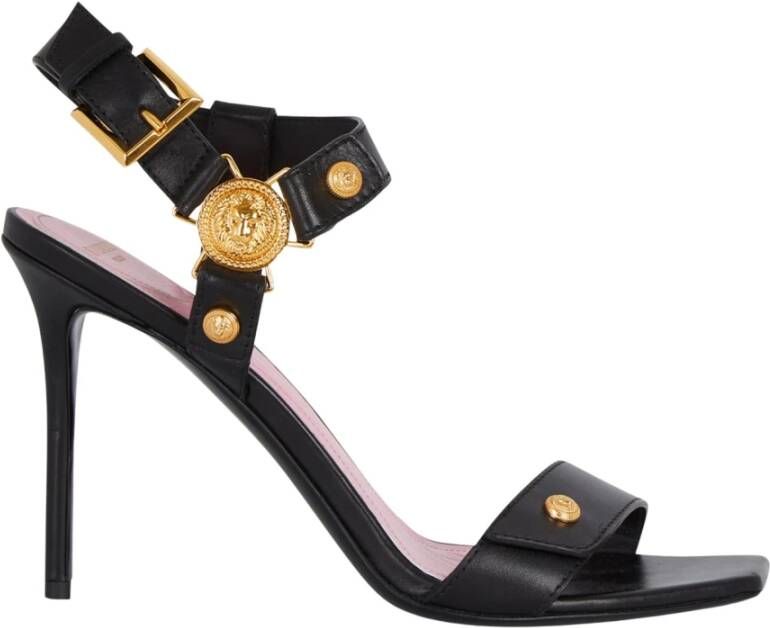 Balmain Gehakte Eva-sandalen in kalfsleer Black Dames