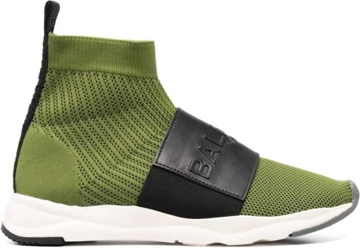 Balmain Groene Elegante Gesloten Platte Sneakers Green Heren