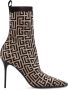 Balmain Bicolor stretch knit Skye enkellaarzen met monogram Black Dames - Thumbnail 8