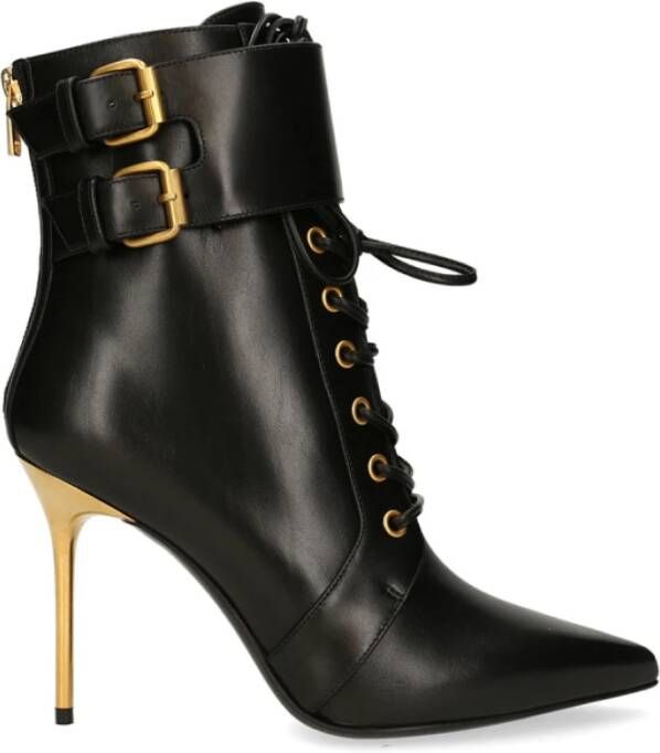 Balmain Uria leather ankle boots Zwart Dames