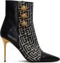 Balmain Jacquard monogram and leather Roni ankle boots Black Dames - Thumbnail 1