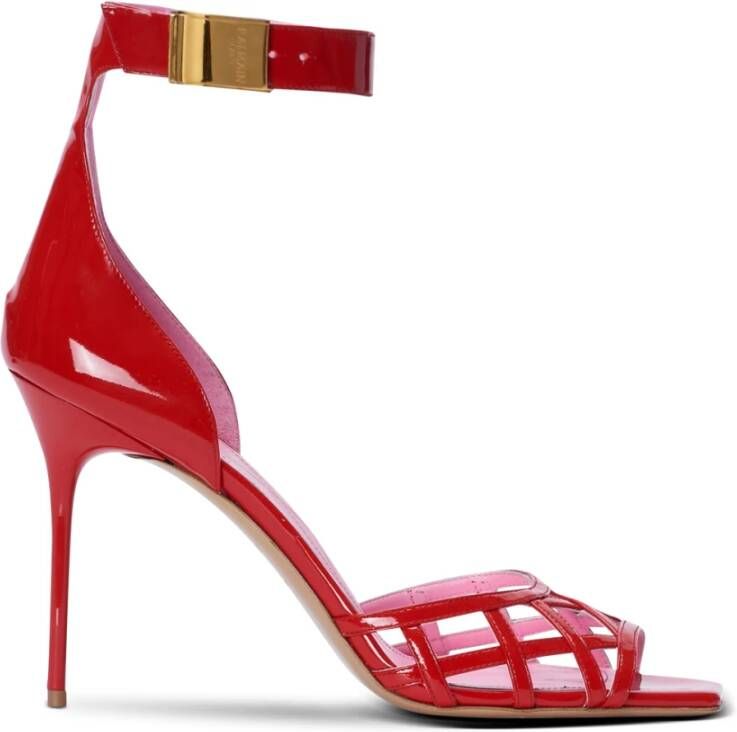 Balmain Lakleren Uma sandalen met opengewerkt rooster Red Dames