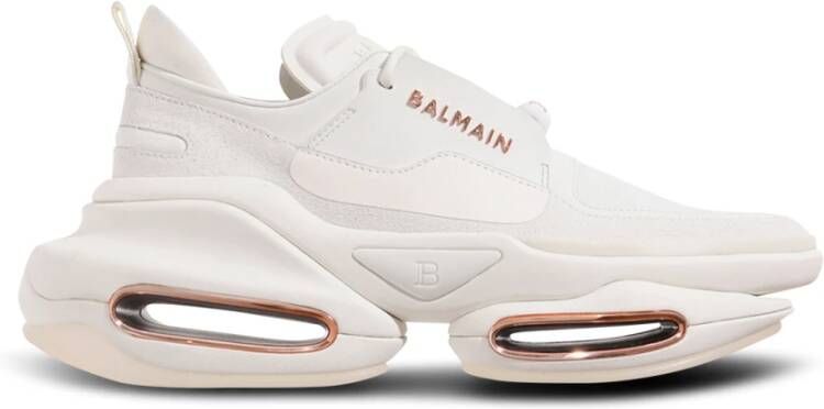 Balmain Leather and suede B-Bold low-top sneakers White Dames