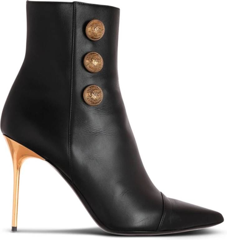 Balmain Stiletto enkellaarzen verfraaid met knoop Zwart - Foto 1