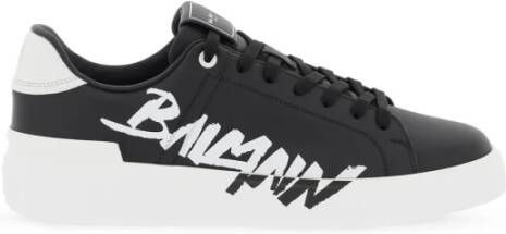 Balmain Leren 'B Court' Sneakers met Logo Print Black Heren
