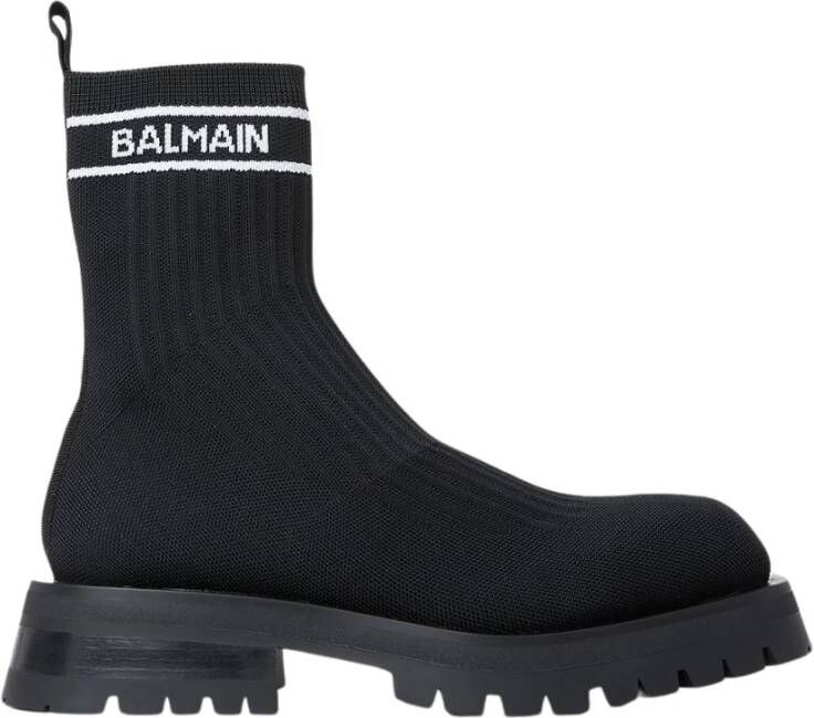 Balmain Logo Gebreide Laarzen Zwart Dames