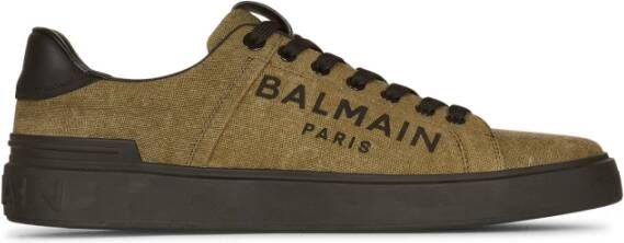 Balmain logo print canvas B-Court sneakers Beige Heren