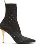 Balmain Moneta enkellaarzen met strass gebreid Black Dames - Thumbnail 1