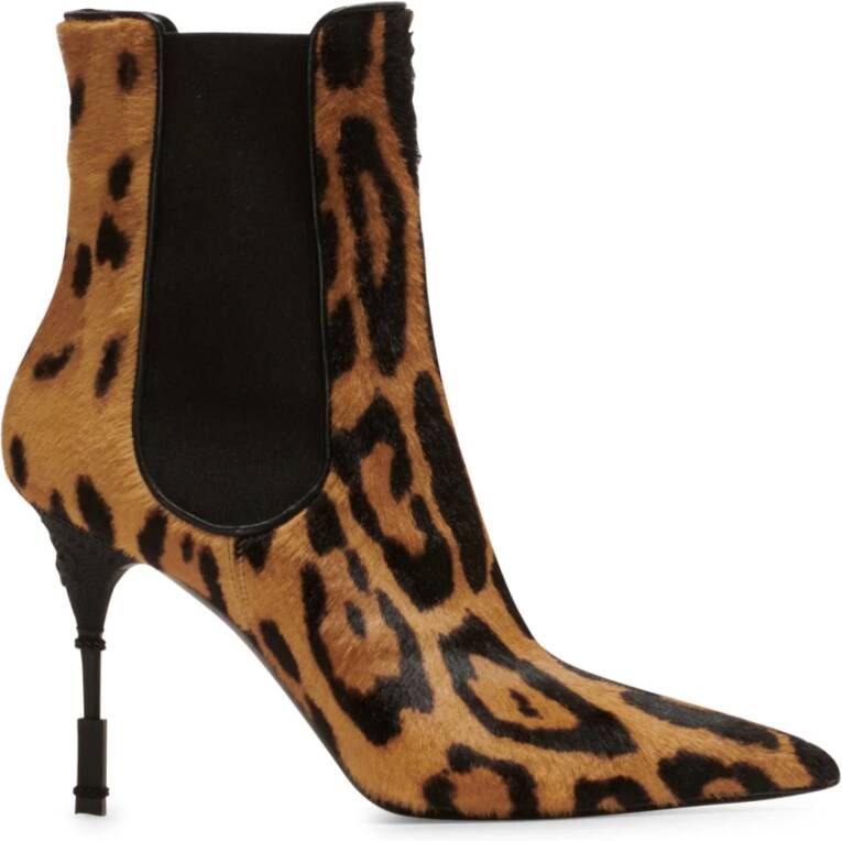 Balmain Moneta leopard print leather ankle boots Bruin Dames