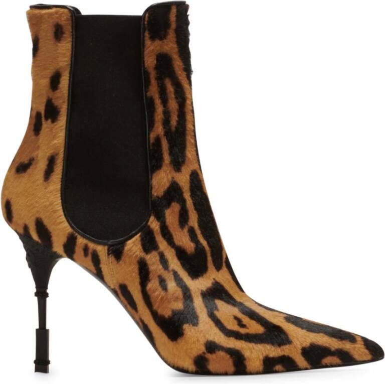 Balmain Moneta leopard print leather ankle boots Brown Dames