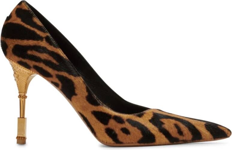 Balmain Moneta leopard print leather stilettos Brown Dames