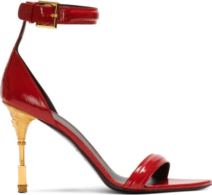 Balmain Patentleren sandalen met gegraveerde hak Red Dames