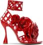 Balmain Patentleren Eden sandalen met openwerk rooster en bloemen Red Dames - Thumbnail 1