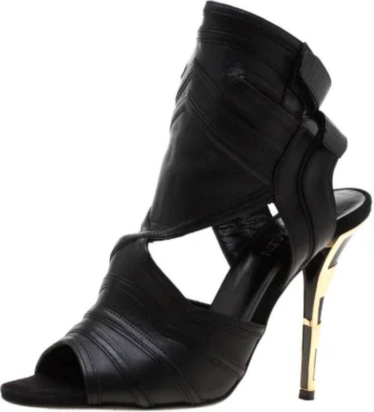 Balmain Pre-owned Leather sandals Black Dames