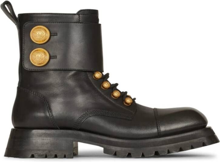 Valentino Garavani Zwarte Studded Leren Rangers Zwart Heren