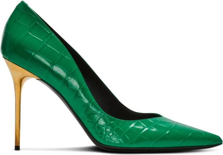 Balmain Ruby stiletto's in krokodillenprint leer Green Dames
