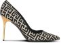 Balmain Elegante Ivory Jacquard Pumps met Gouden Stiletto Hak Zwart Dames - Thumbnail 1