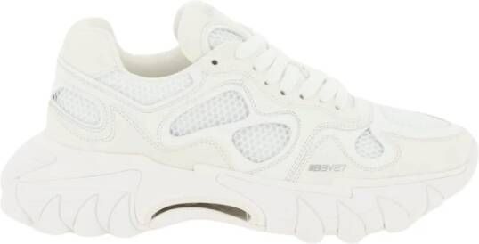 Balmain Leren sneakers met mesh inzetstukken White Heren