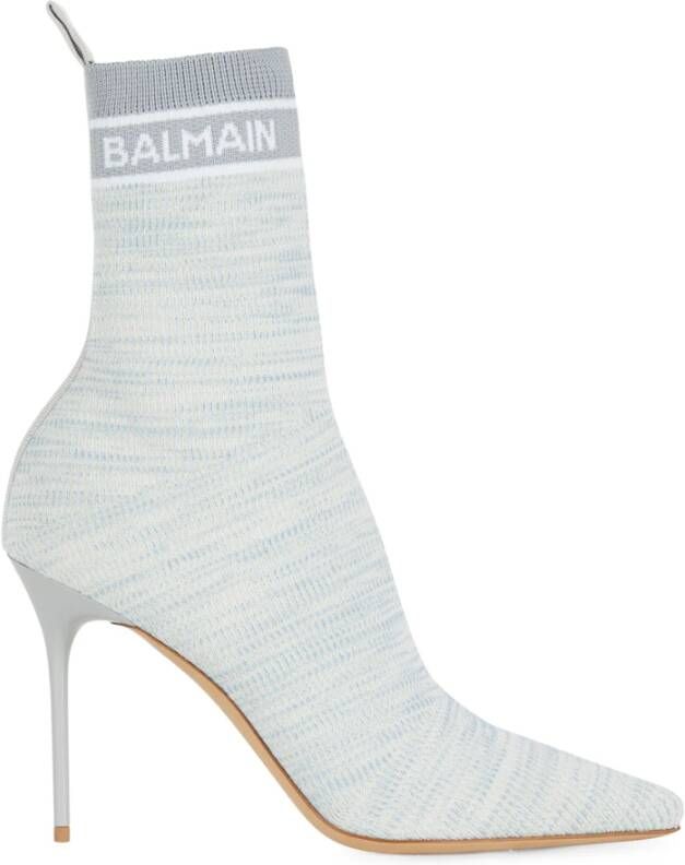 Balmain Skye knit ankle boots Blauw Dames