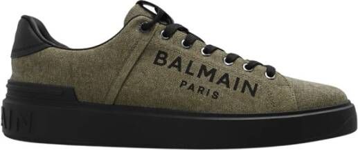 Balmain logo print canvas B-Court sneakers Green Heren