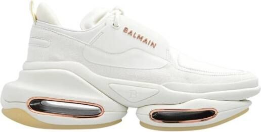 Balmain Leather and suede B-Bold low-top sneakers Wit Dames