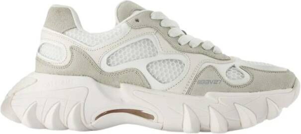 Balmain B-East trainer van leer suède en mesh. White Dames