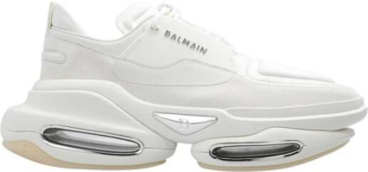 Balmain B-Bold low-top trainers in neoprene and suede White Heren