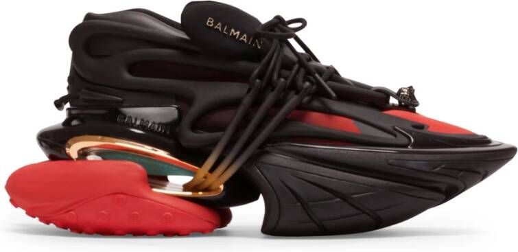 Balmain Unicorn low-top trainers in neoprene and leather Black Heren