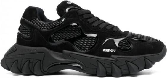 Balmain Zwarte Sneakers met Contrasterend Logo Borduursel Zwart Heren