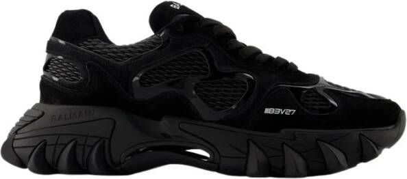 Balmain Zwarte Sneakers met Contrasterend Logo Borduursel Black Heren