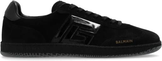 Balmain Zwaan suède en lakleren trainers Black Heren