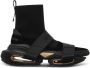 Balmain Suede en gebreide B-Bold sneakers met bandjes Black Heren - Thumbnail 1