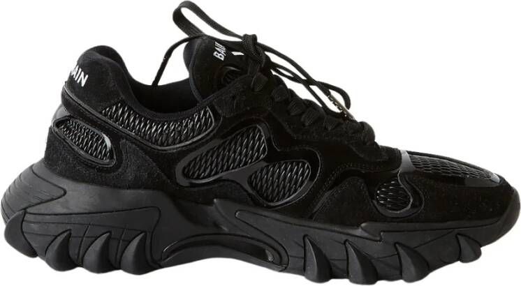 Balmain Zwarte Sneakers met Contrasterend Logo Borduursel Zwart Heren