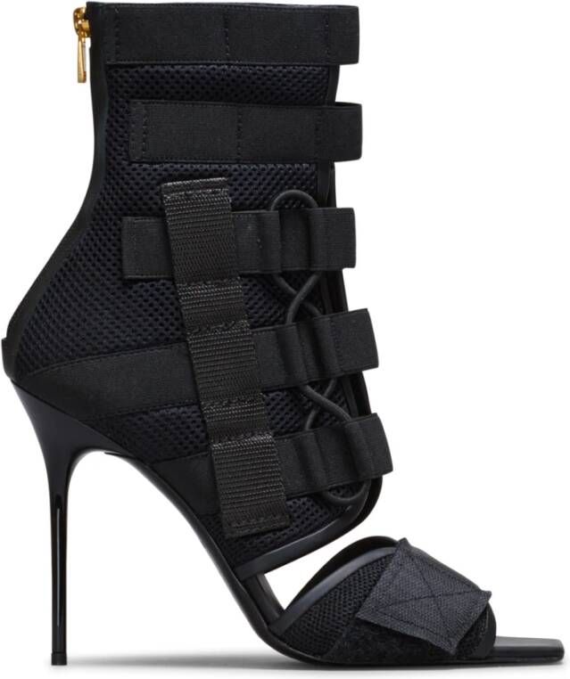 Balmain Uma sandalen met klittenband en mesh Zwart Dames