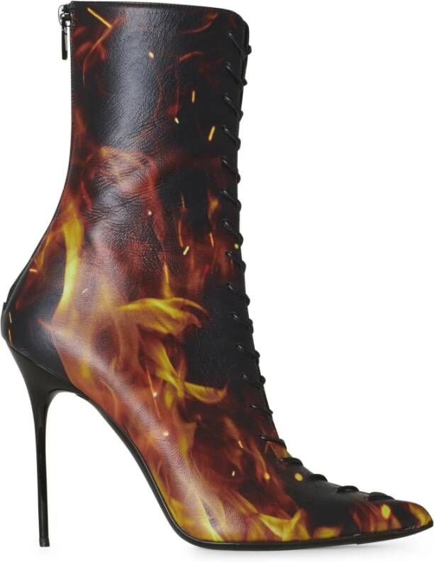 Balmain Uria ankle boots in Fire print leather Oranje Dames