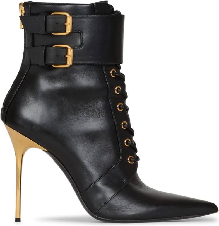 Balmain Uria leather ankle boots Zwart Dames