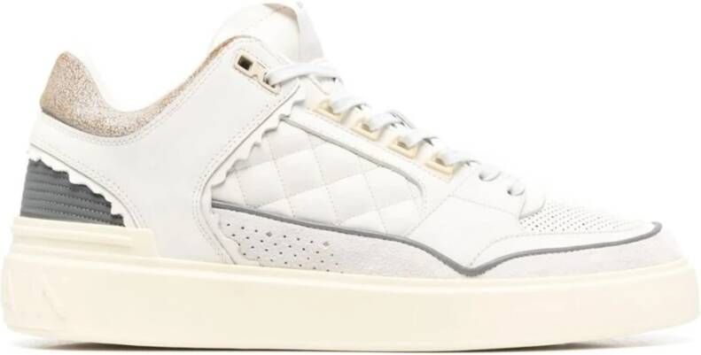 Balmain Luxe Witte Leren Sneakers White Heren