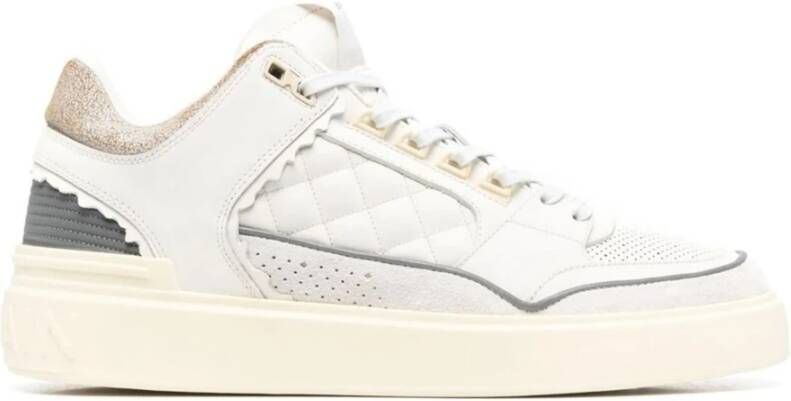 Balmain Verhoog Leren Sneakers White Heren