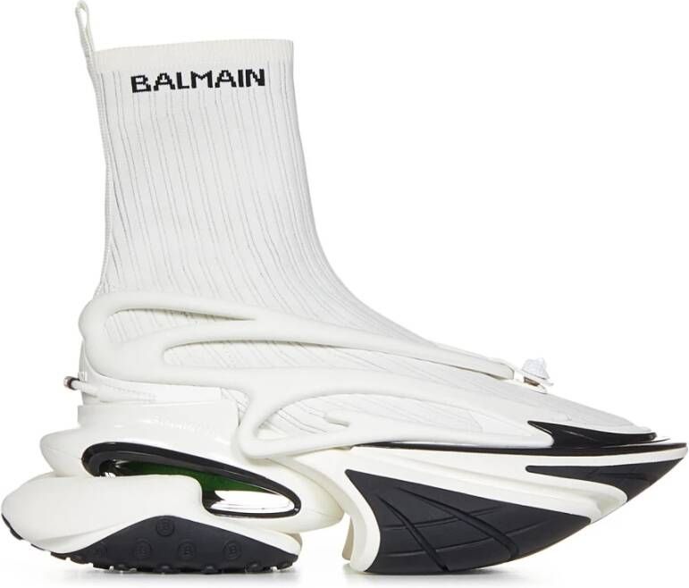 Balmain Witte Sneakers met Multi-Materiaal Bovenwerk White Heren