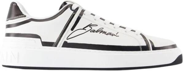 Balmain Witte Leren Court Sneakers White Heren