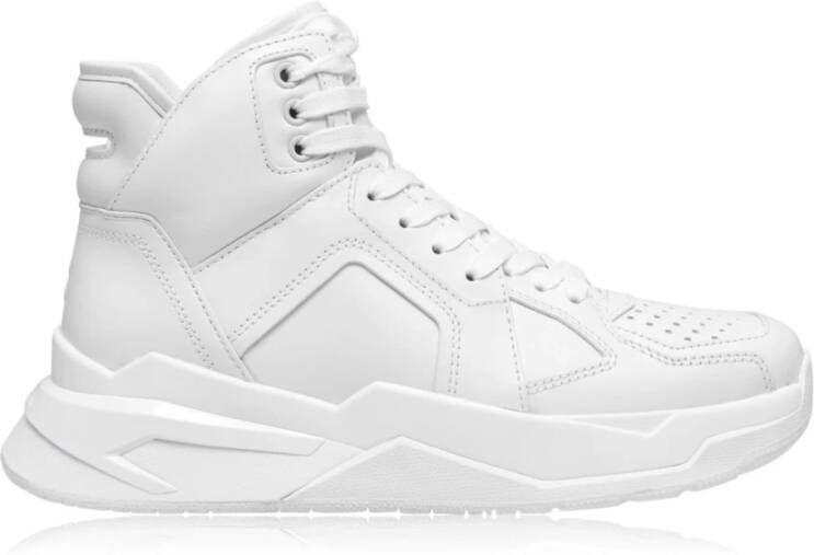 Balmain Witte Leren High-Top Sneakers White Dames