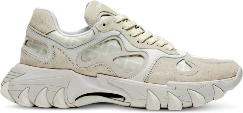 Balmain Low-Top Sneakers Trainers Combining Suede And Nylon With Sole in wit
