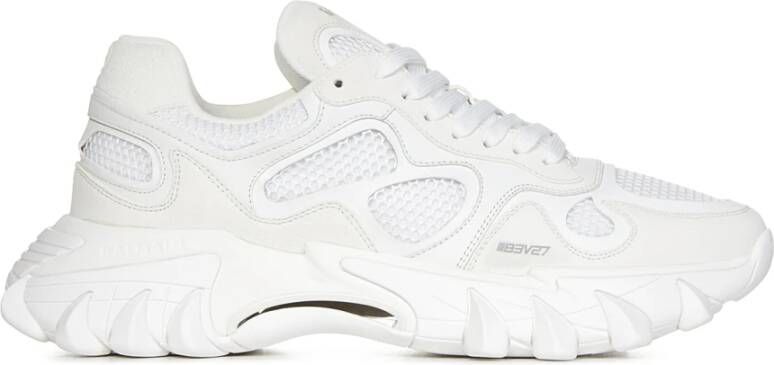 Balmain Witte Sneakers met Zilveren Logo Borduursel White Heren