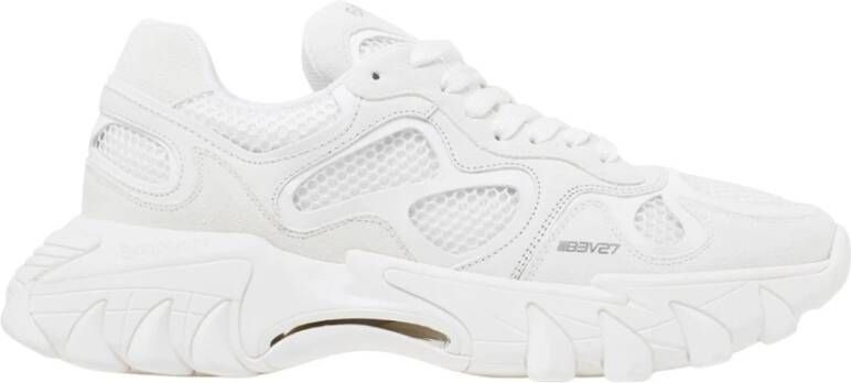Balmain Leren sneakers met mesh inzetstukken White Heren